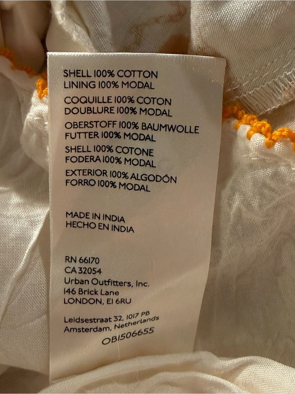 Anthropologie White Dress with Mustard Yellow Floral Embroidery - Picture 7 of 7
